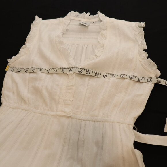 Finley Womens Kat White Cotton Ruffle Tiered Sleeveless Midi Dress Size Med EUC - Picture 5 of 6